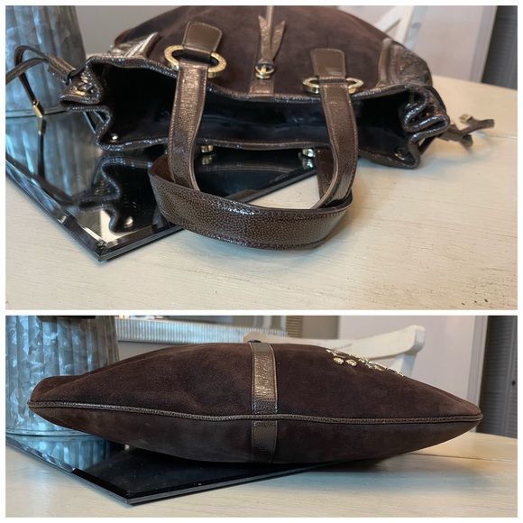 Bvlgari suede and patent leather two-way bag - Picture 5 of 16